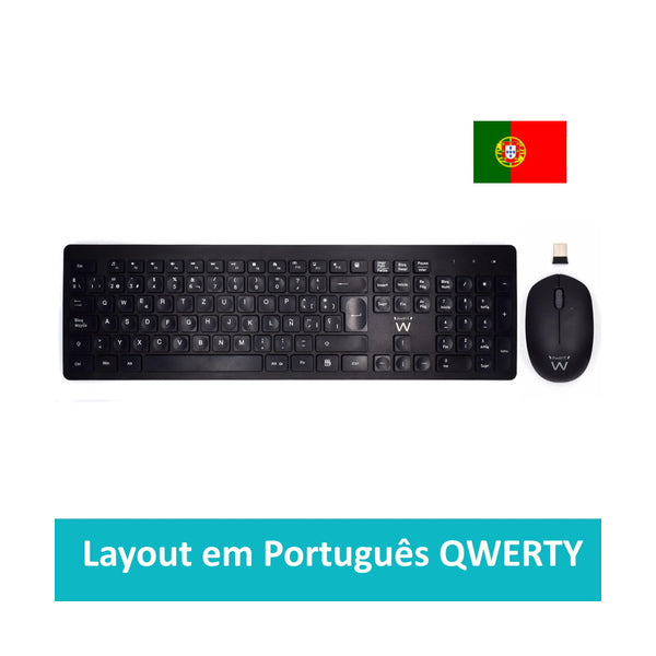 EWENT TECLADO E RATO WIRELESS PT BLACK
