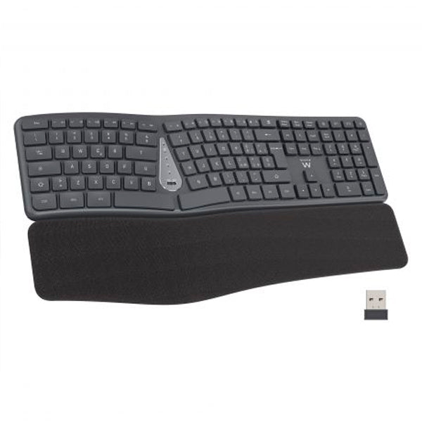 EWENT TECLADO WIRELESS & BLUETOOTH ERGONOMICO RECARREGAVEL