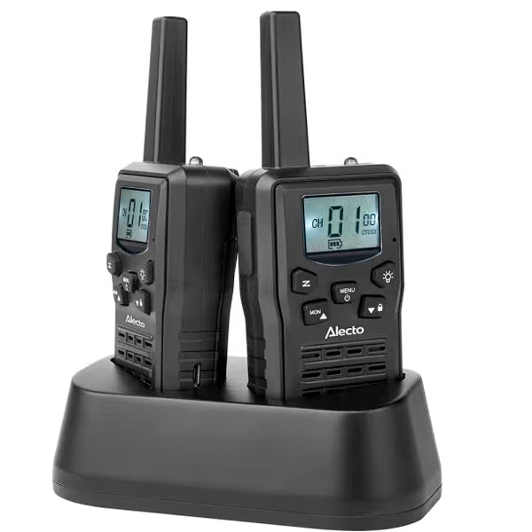 ALECTO WALKIE-TALKIE 10KM C\BASE DE CARREGAMENTO PRETO
