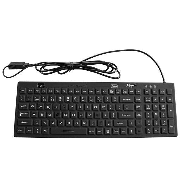 LIFETECH TECLADO SILICONE HIGIENIZAVEL LAVAVEL USB PRETO