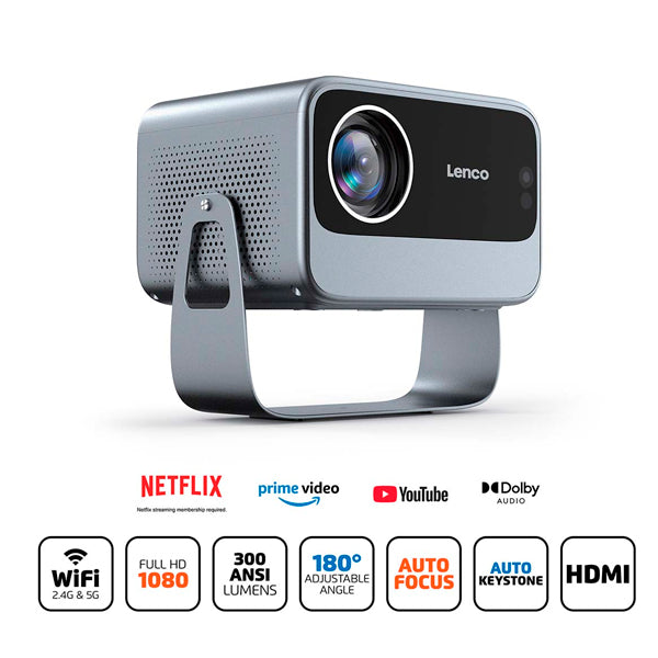 LENCO VIDEOPROJETOR FULL HD 1080P 300 ANSI C\ WIFI + NETFLIX/PRIME/YOUTUBE