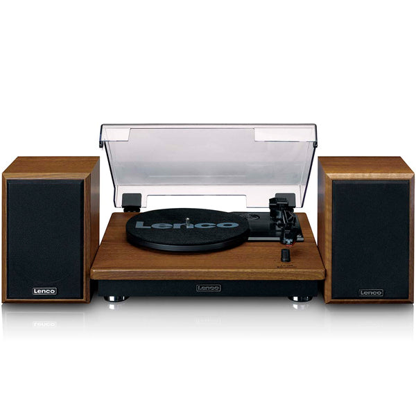 LENCO GIRA-DISCOS VINYL C\ BLUETOOTH E CONJUNTO DE COLUNAS EM MADEIRA