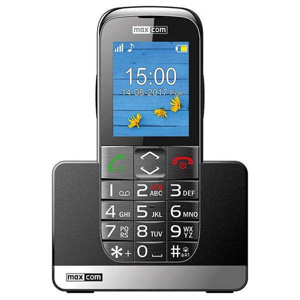 MAXCOM PHONE 2G SINGLE SIM 2.2" BOTAO SOS DESKTOP CHARGER CAMERA BLACK MM720SE