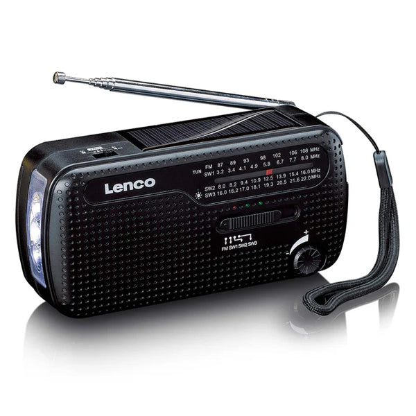 LENCO RADIO EMERGENCIA SOLAR C\DINAMO FLASHLIGHT POWERBANK SIRENE