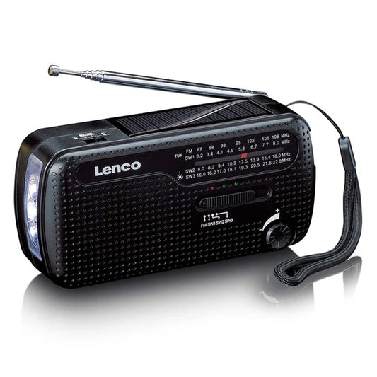LENCO RADIO EMERGENCIA SOLAR C\DINAMO FLASHLIGHT POWERBANK SIRENE