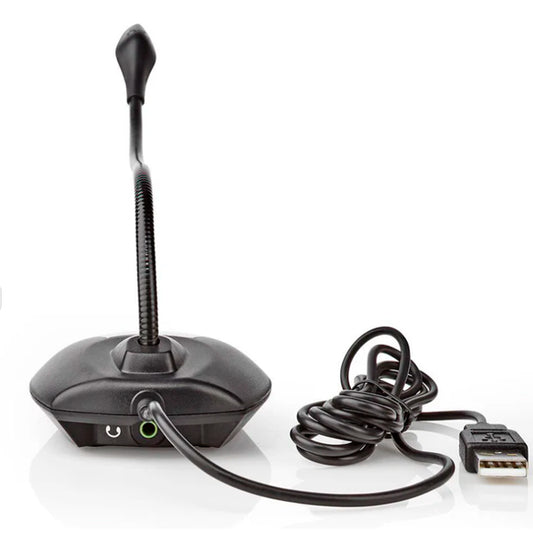 NEDIS MICROFONE DE MESA ON/OFF SWITH C/ SAIDA AUSCULTADOR USB-A