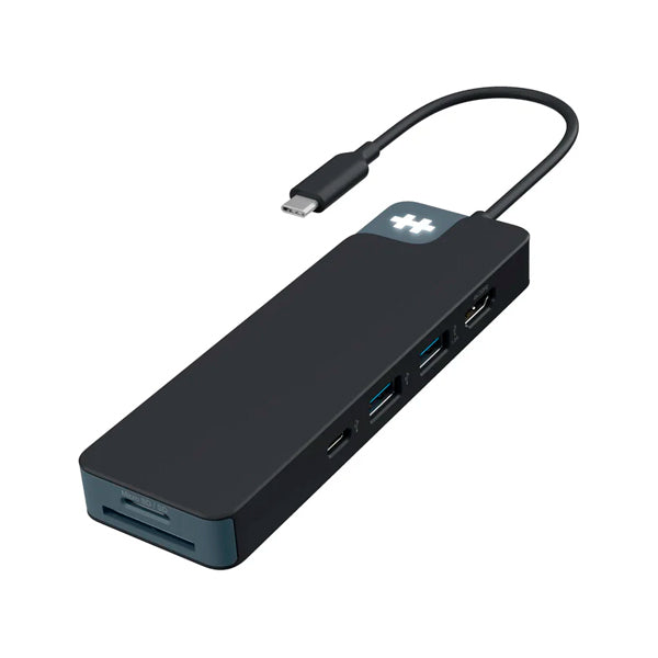 HYPER DOCK 4K 1XHDMI 1XUSB-C 2XUSBA3 1X3.5 PRETO CR PD100W LOGO C/LED