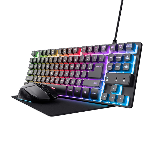 TRUST BUNDLE GAMING GX794 TECLADO+ RATO BATERIA+ TAPETE BLACK