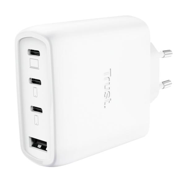 TRUST CARREGADOR GAN MAXO 65W 3XUSB-C 1XUSB-A 3.2 INCLUI CABO 2 MT BRANCO