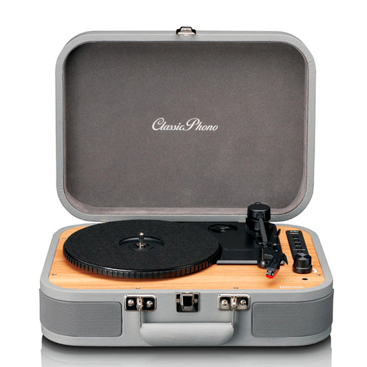 LENCO GIRA-DISCOS VINYL MALETA C\ BLUETOOTH E USB PLAYER/RECORDER CINZA