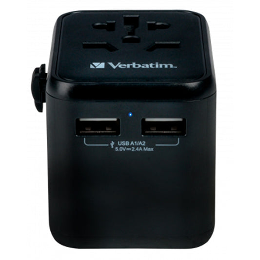 VERBATIM CARREGADOR ADAPT VIAGEM 2XUSB-A 12W BLACK