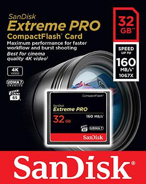 SANDISK CARTAO EXTREME PRO CF 32GB 160MB SEG