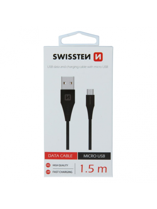 SWISSTEN - CABLE USB - MICROUSB (BLACK - 1.5M)
