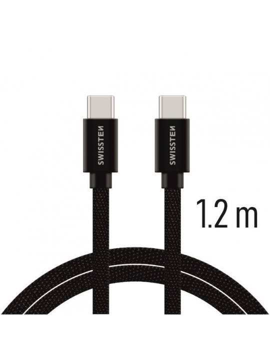 SWISSTEN - TEXTILE CABLE USB-C - USB-C (1.2M-BLACK)