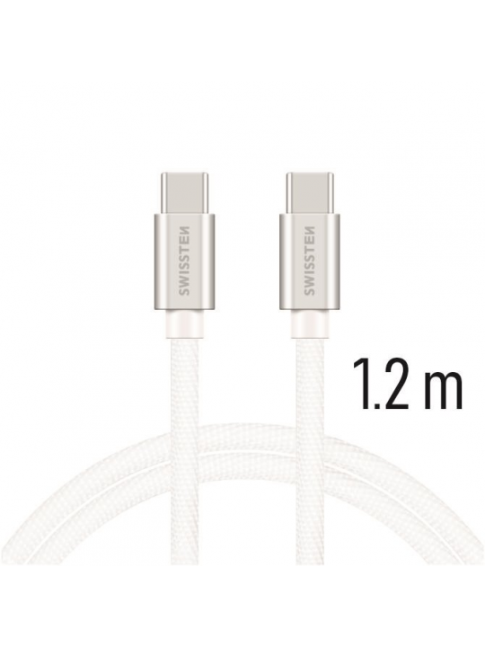 SWISSTEN - TEXTILE CABLE USB-C - USB-C (1.2M-SILVER)