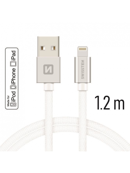 SWISSTEN - TEXTILE CABLE USB-LIGHTNING (1.2M-SILVER)