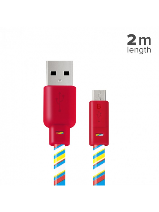 TUCANO - CABO FLAT FANTASY USB-MICROUSB (RED)