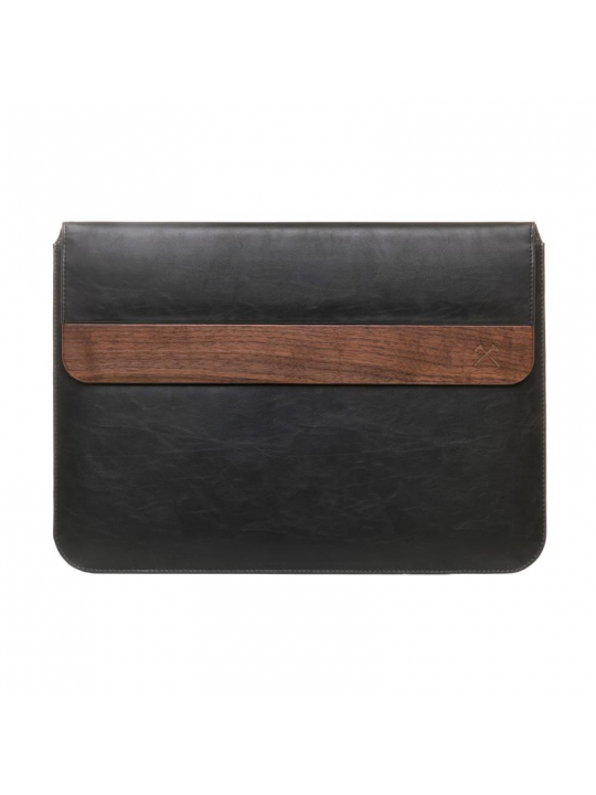WOODCESSORIES - ECOPOUCH 13´´ (WALNUT-BLACK LEATHER )