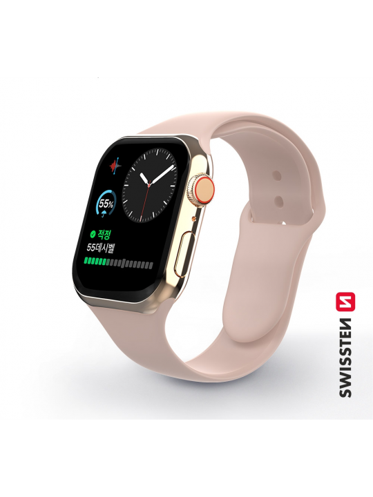 SWISSTEN - SILICONE BAND FOR APPLE WATCH 42-44MM (PINK SAND)