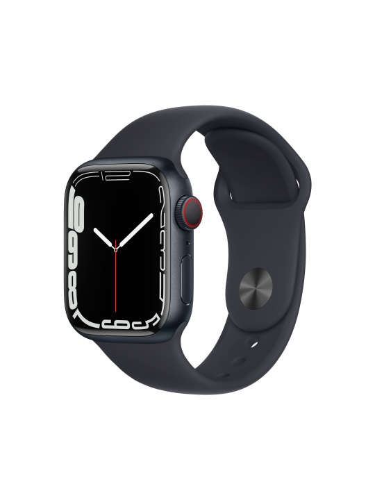 Apple Watch Series 7 GPS + Cellular, 41mm Midnight Aluminium Case with Midnight Sport Band - Regular