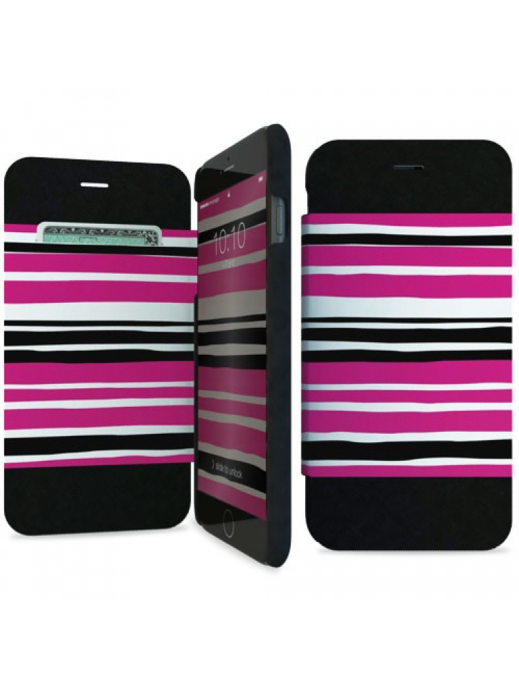 I-PAINT - FOLIO CASE IPHONE 6/6S (PINK STRIPES) 