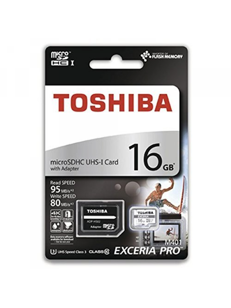 CARTÃO DE MEMÓRIA TOSHIBA MICRO SDHC 16GB ADAPT C10 EXCER
