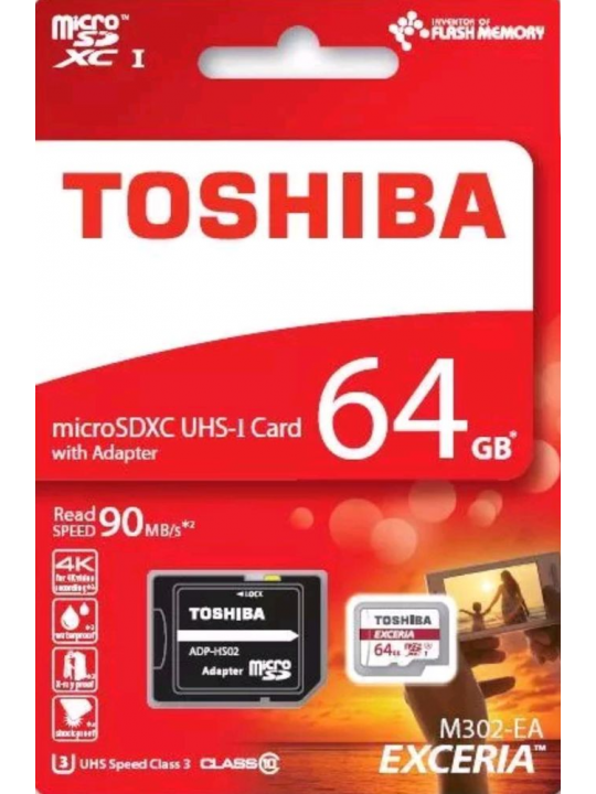 TOSHIBA CARTAO MEMORIA MICRO SDXC 64GB C-ADAPTADOR CLASSE 10