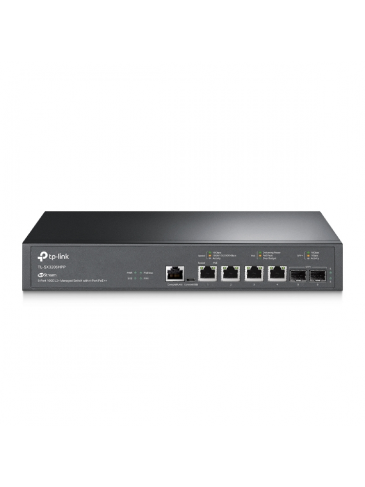SWITCH TP-LINK JETSTREAM 4-PORT 10GBASE-T AND 2-PORT 10GE SFP+ L2+ MANAGED SWITCH WITH 4-PORT POE++