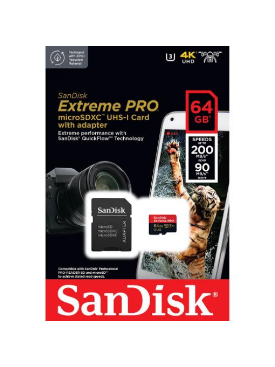 SANDISK Extreme Pro microSDXC 64GB A2 200MB-s V30