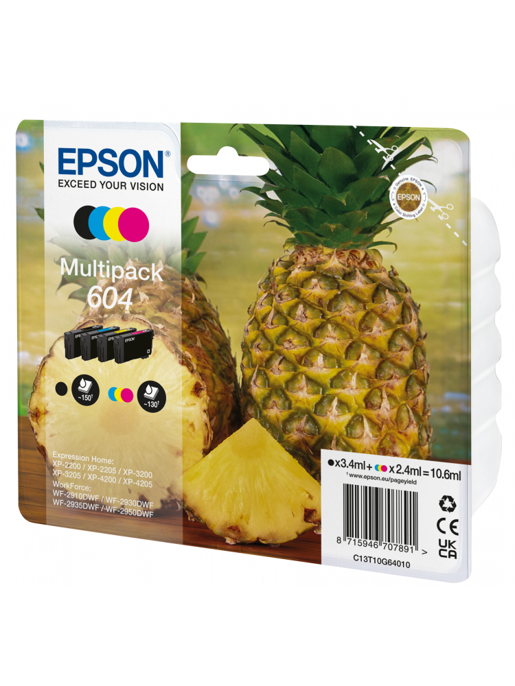 TINTEIRO EPSON MULTIPACK 4 604 CORES + ALARME RF - WF-2910- 293X- 2950, XP-220X- 320X- 420X