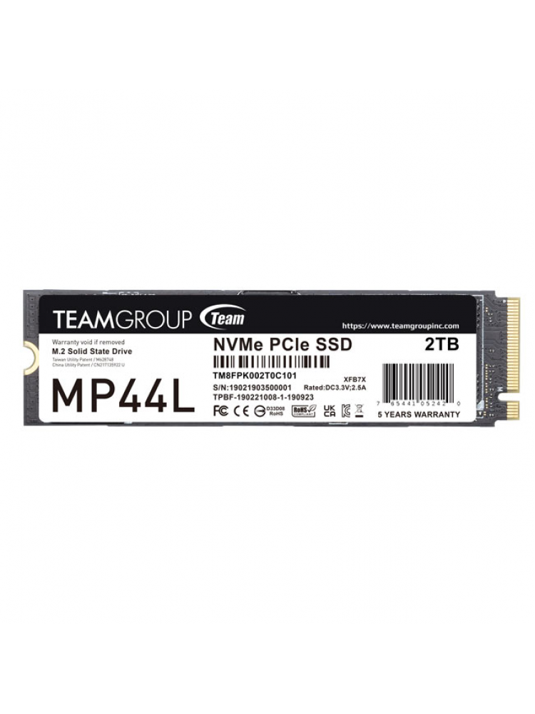 SSD M.2 PCIE 4.0 NVME TEAM GROUP 2TB MP44L-4800R-4400W-525-550K IOPS