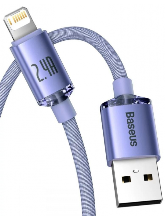BASEUS CABO CW-FXP CRYSTAL SHINE SERIES FAST CHARGING DATA CABO USB TO IP 2.4A 2M PURPLE
