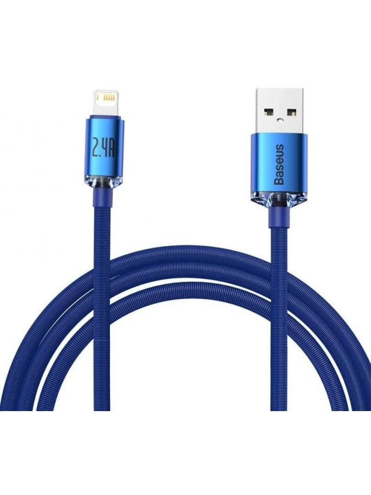 BASEUS CABO CW-FXP CRYSTAL SHINE SERIES FAST CHARGING DATA CABO USB TO IP 2.4A 2M BLUE