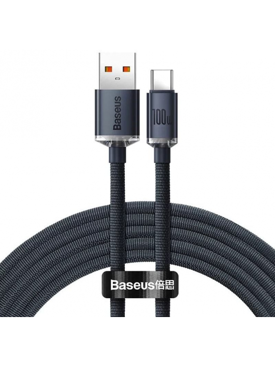 BASEUS CABO CRYSTAL SHINE USB PARA USB-C, 100W, 2M PRETO