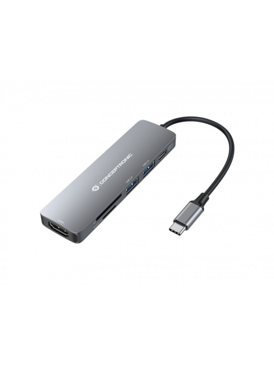 HUB CONCEPTRONIC  6 EM 1 HDMI  USB-C PD  1 X USB 3.0  1 X USB 2 0  SD-TF CARD READERS