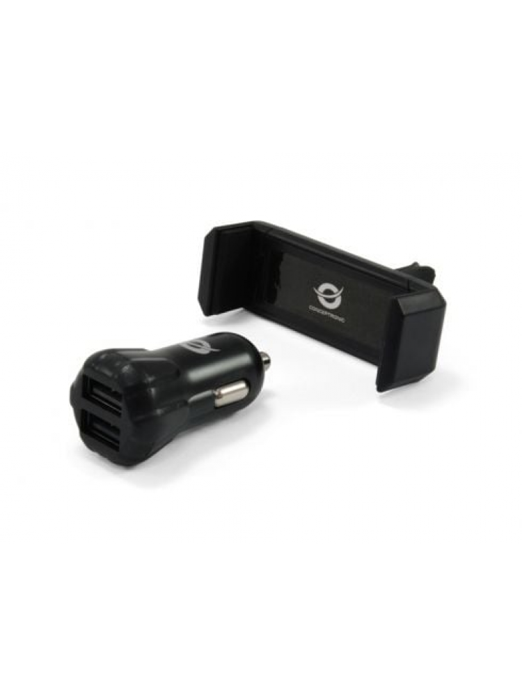 KIT CARREGADOR CARRO CONCEPTRONIC 2XUSB + SUPORTE AUTO