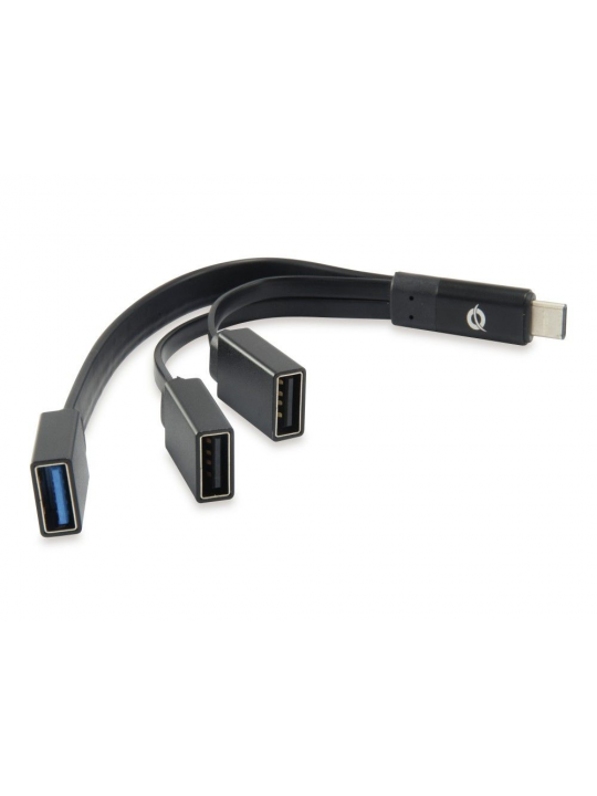 CABO CONCEPTRONIC  USB 3.1 TYPE-C TO 1-PORT USB 3.0 + 2-PORT USB 2.0, PRETO HUBBIES01B