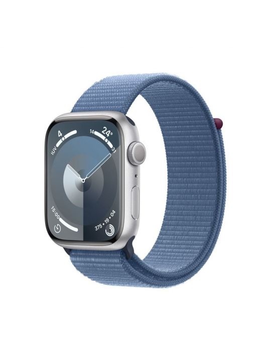 APPLE WATCH SERIES 9 GPS 45MM SILVER ALUMINIUM CASE WITH WINTER BLUE SPORT LOOP