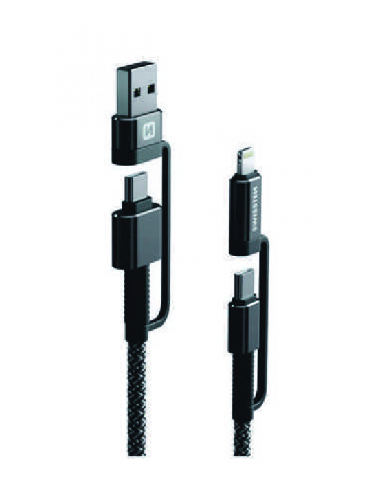 CABO KEVLAR SWISSTEN USB-C 4IN1 1.5M (ANTRACITE)