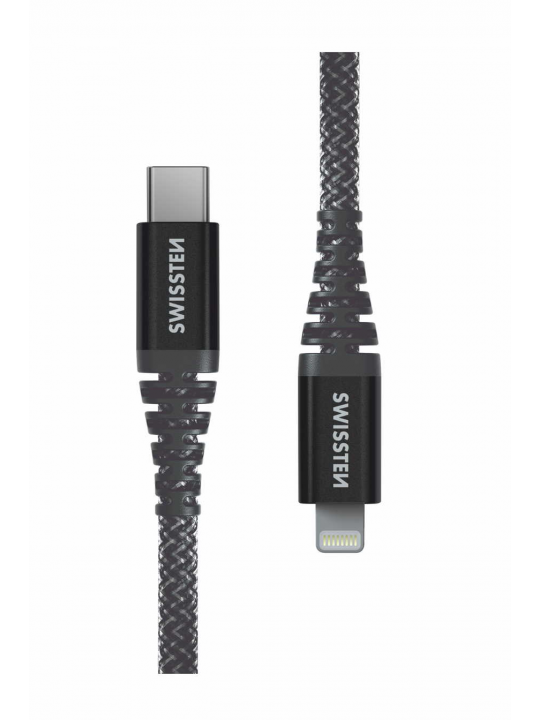 CABO KEVLAR SWISSTEN USB-C - LIGHTNING 1.5M (ANTRACITE)