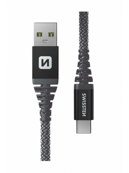 CABO KEVLAR SWISSTEN USB-C - USB 1.5M (ANTRACITE)