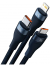 CABO BASEUS FLASH SERIES 3 EM 1 USB TO M+L+C 66W 1.2M AZUL