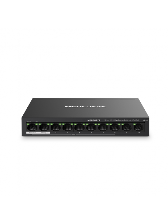 SWITCH MERCUSYS 10-PORT 10-100MBPS DESKTOP WITH 8-PORT POE+