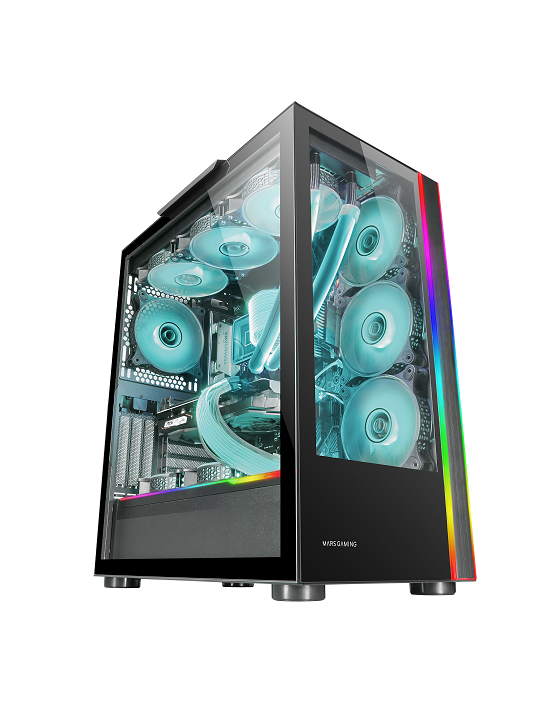 CAIXA MARS GAMING MC-ULTRA XXL PREMIUM CUSTOM E-ATX CASE,ARGB DUAL STRIPES,DUAL VERTICAL CHAMBER,BLK