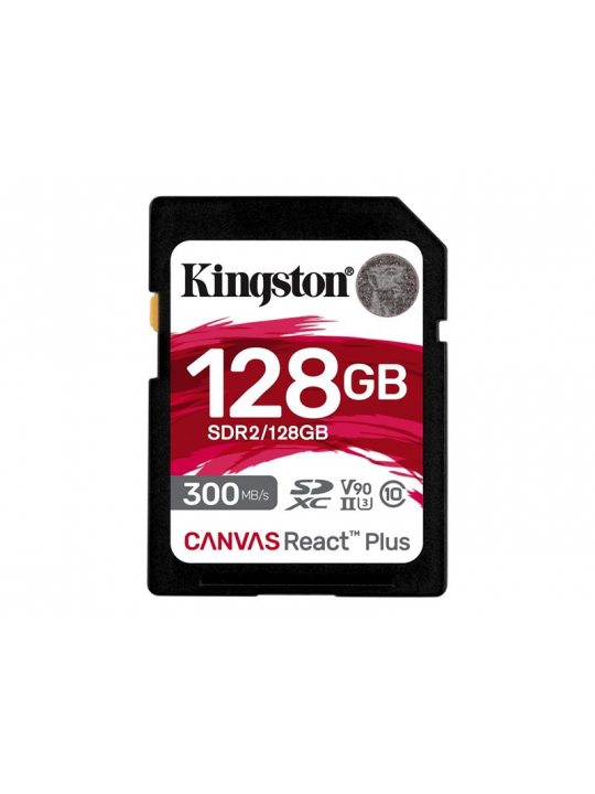 CARTÃO SD KINGSTON CANVAS REACT PLUS 128GB CLASS10 UHS-II U3 V90 (300MB/S-260MB/S)