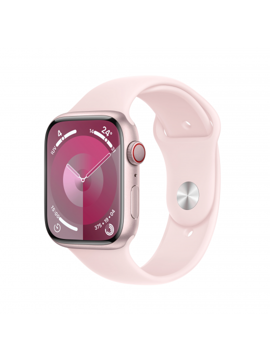 APPLE WATCH SERIES 9 GPS + CELLULAR 45MM PINK ALUMINIUM CASE WITH LIGHT PINK SPORT BAND - M-L