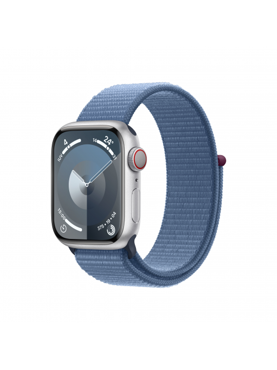 APPLE WATCH SERIES 9 GPS + CELLULAR 41MM SILVER ALUMINIUM CASE WITH WINTER BLUE SPORT LOOP