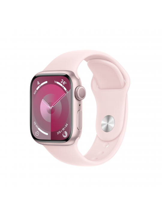 APPLE WATCH SERIES 9 GPS 41MM PINK ALUMINIUM CASE WITH LIGHT PINK SPORT BAND - M-L