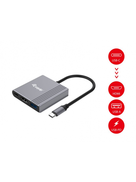 DOCK EQUIP USB-S 3 IN 1 HDMI-UASB-A + USB-C (DP )4K-60HZ-100W USB PD