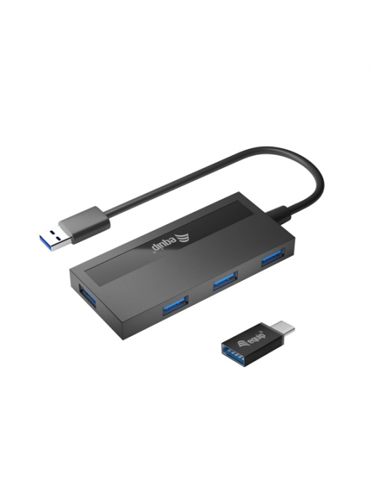 HUB EQUIP LIFE USB 3.0 4 PORTAS C- ADAPTADOR USB-C BLACK 